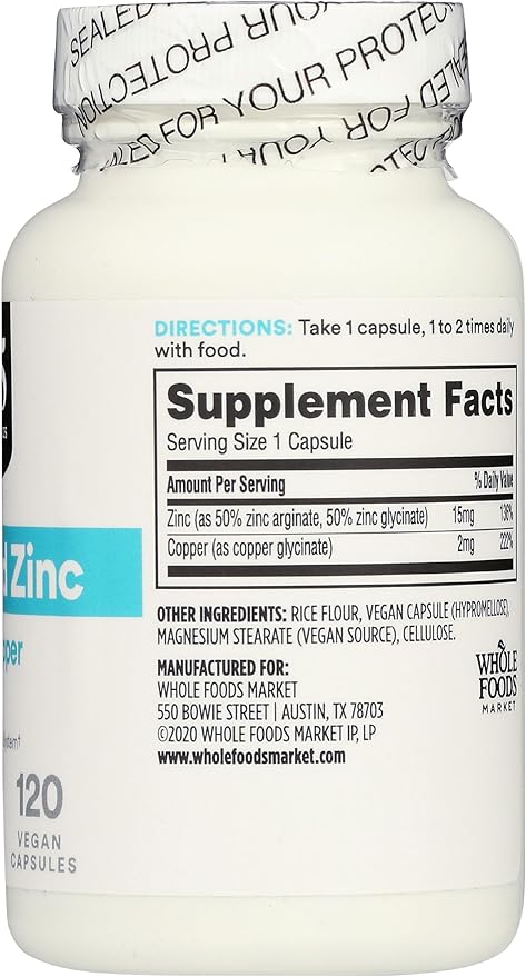 365 by Whole Foods Market, Chelated Zinc plus Copper, 120 Count