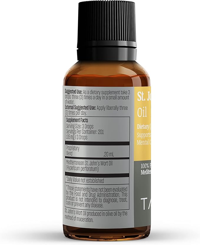 St. John's Wort Oil 20 ML - Hypericum Perforatum - Macerated Extraction - Positive Mood and Emotional Balance - Dietary Supplement - for Intensive Care Face, Body, Skin, Hair, Massage