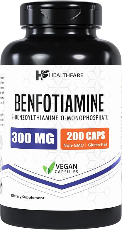 Benfotiamine 300mg | 200 Capsules | Fat Soluble Thiamine Vitamin B1 | Supports Overall Health | Non-GMO | Gluten Free (2-Pack)