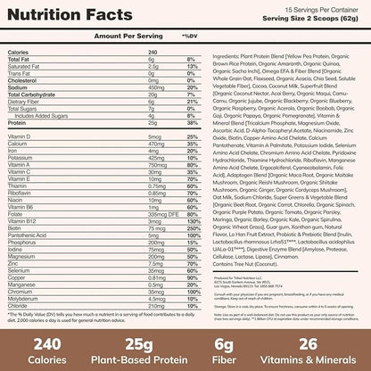 Ka’Chava All-In-One Nutrition Shake Blend, Chocolate, 15 Servings, 85+ Superfoods & Nutrients, Meal Replacement, Greens Plant-Based Superfood Powder Protein Drink, Digestive Enzymes & Probiotics, Vegan Dairy Gluten Free