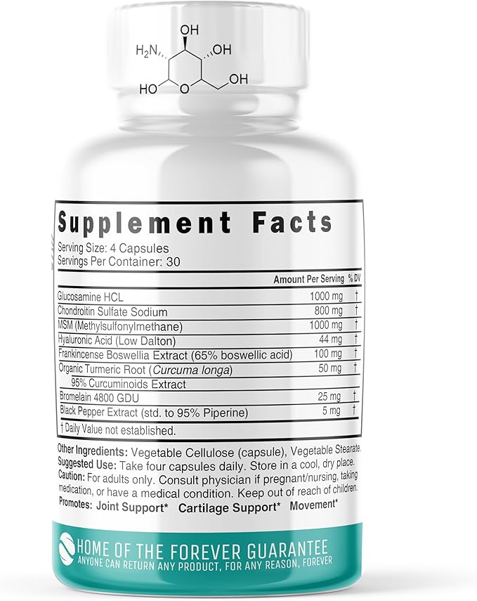 Nature's Fusions Glucosamine Chondroitin MSM Turmeric Boswellia - Joint Support Supplement - 120 Capsules - Chondroitin Sulfate Capsules - with Hyaluronic Acid - Supports Healthy Bones