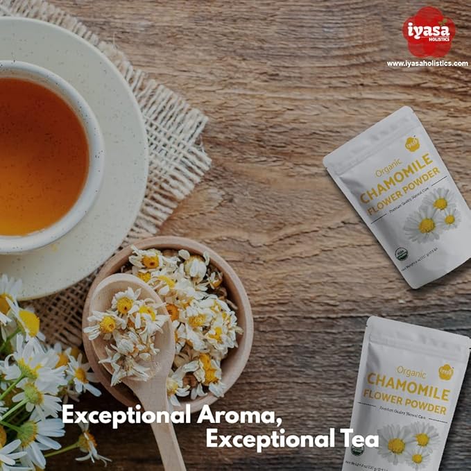 Organic Chamomile Flower Powder, Food Grade for Baking, Cooking, Tea, Summer Drinks, DIY Skin and Hair Care Products, Natural Face Packs, Face Mask 16 oz, 453 gm