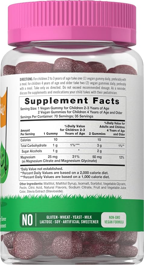 Lil' Sprouts Children's Magnesium Gummies | 70 Count | Mixed Berry Flavor | Sugar Free | Vegan, Non-GMO & Gluten Free