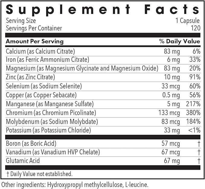 Allergy Research Group MultiMin - Multi Minerals Supplement for Men and Women, Trace Minerals, Mineral Complex, Boron, Iron, Magnesium - 120 Count