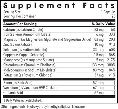 Allergy Research Group MultiMin - Multi Minerals Supplement for Men and Women, Trace Minerals, Mineral Complex, Boron, Iron, Magnesium - 120 Count