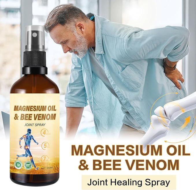 Magnesium Joint Spray, Magnesium Oil Bee Venom Joint Spray, for Relaxing and Joint Repair, Fast Absorbent, Non-Greasy (100ml/3.38oz) (1)
