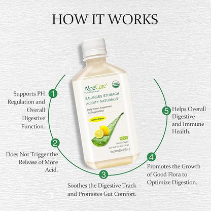 AloeCure Organic Aloe Vera Juice - 12 Bottle Sample Pack - Grape, Lemon, Natural Flavor, 12x500ml