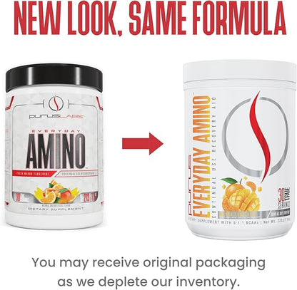 Purus Labs Everyday Amino BCAA Powder | Amino Acids for Muscle Hydration & Recovery | Sugar Free & Gluten Free | 30 Servings (Fresh Mango Tangerine)
