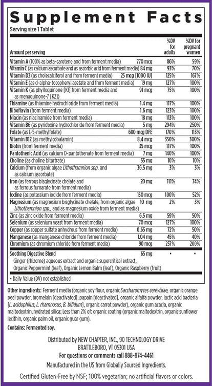 New Chapter Prenatal Vitamins, One Daily Prenatal Multivitamin Enhanced for Age 35+ with Methylfolate + Choline for Healthy Mom & Baby, Gluten Free & Non-GMO- 90 ct