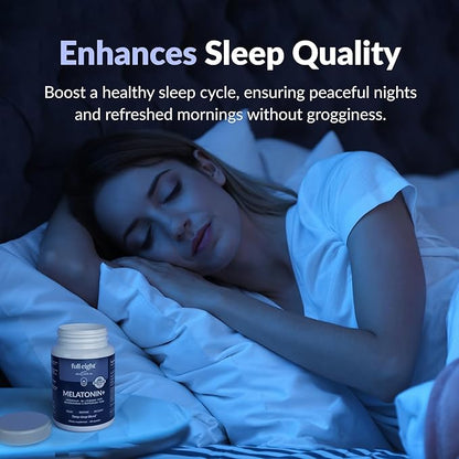Melatonin+ Fast Dissolve Melatonin Supplements 10mg – Sleep Aid for Adults, Natural Sleep Support, Magnesium, B6, L-Theanine, 5-HTP, Ashwagandha, L-Tryptophan, GABA, 60 Capsules