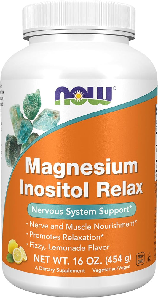 NOW Foods Supplements,powder Magnesium Inositol Relax, Nervous System Support*, Fizzy Lemonade Flavor, 16-Ounce