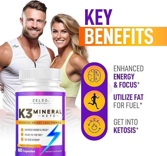 (3 Pack) K3 Mineral Weight Loss Pills for Women and Men, K3 Mineral Pills - K3 Salt Mineral, Vitamin + K3 Capsules Supplement for Keto Weight Loss - 3 Months Supply