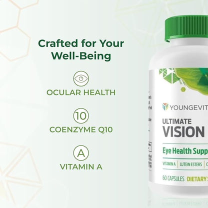 Youngevity Ultimate Vision FX™ - Eye Vitamin & Mineral Supplement Blend - Lutein, CoQ10, Vitamins A, C, E, Zinc, Chromium, Selenium for Eye Health (60 Capsules)