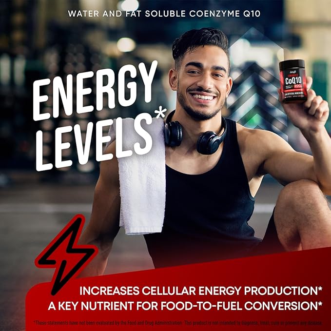 High Absorption CoQ10 200MG - Co Q10, 200mg Softgels for Heart Health & Energy Production - Enhanced Co Q 10 Supplement with Antioxidants and Flaxseed Oil - CoQ10 200 mg Per Serving