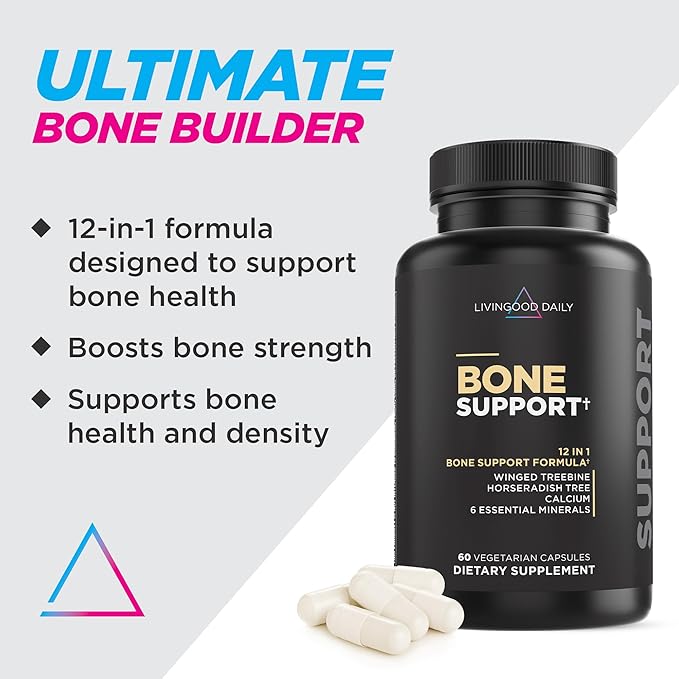 Livingood Daily Calcium Supplement for Women & Men, Bone Support (60 Vegetarian Capsules) - Bone Health Supplements Support Bone Density, Strength & Growth - Magnesium, Zinc, Vitamin D3 & K2 - Non-GMO