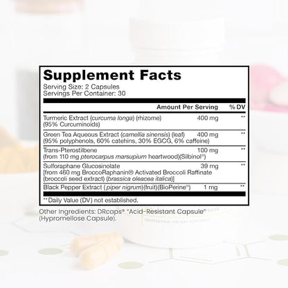 Pure TheraPro Rx Nrf2 Boost - NRF-2 Activator with Patented Sulforaphane, Curcumin, Green Tea & Trans-Pterostilbene | Antioxidant Supplement to Reduce Oxidative Stress, Made in USA (60 Vegan Capsules)