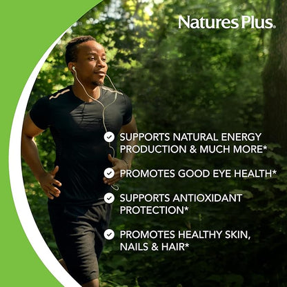 Natures Plus Vitamin B2 (Riboflavin) - 250 mg, 60 Vegetarian Tablets, Sustained Release - Natural Energy & Metabolism Booster, Promotes Overall Health - Gluten-Free - 60 Servings