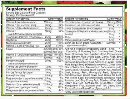 120 Multivitamin Fruit and Vegetable Liquid Capsules, Loaded Multivitamins, Supplements, Multiple Vitamin has Many Antioxidants, Daily Women Men Senior Adult Multi Vitamins