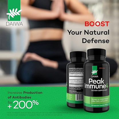 Daiwa Peak Immune 4 - Natural Immune System Booster + Plasmanex 1 – Blood Circulation Supplement + Krill Oil – Omega 3 Krill Oil Capsules