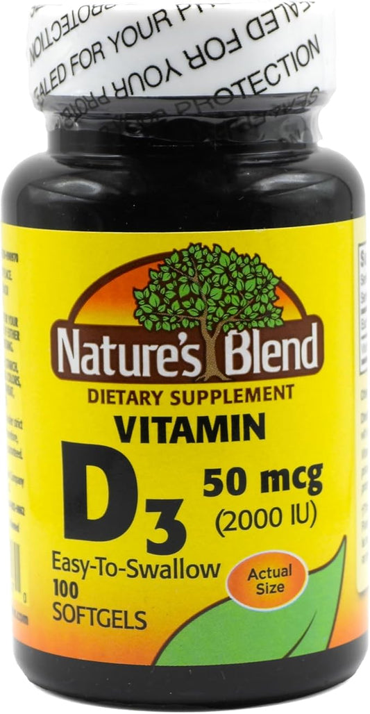 Nature's Blend Vitamin D3 50 MCG (2000 IU) Easy-to-Swallow, 100 SOFTGELS