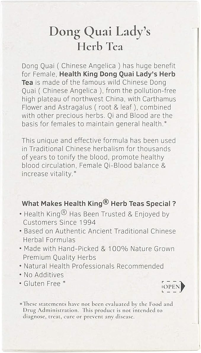 Health King Dong Quai Lady's Herb Tea, Teabags, 20 Count Box