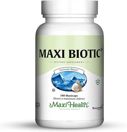Maxi Health - Maxi Biotic Aged Garlic Extract Capsules (180 Count) | Kyolic Garlic Supplement with Spirulina, Echinacea, Oregano and Enzymax - Natural Antioxidant - Wellness Support