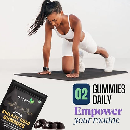 LEAFTOUCH Shilajit Gold Gummies | Masala Cola Flavour | Every Gummies are Wrapped in Individual Transparent Wrapper | 60 Gummy.