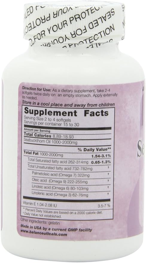 Seabuckthorn Oil, 120 Softgels, 500mg each