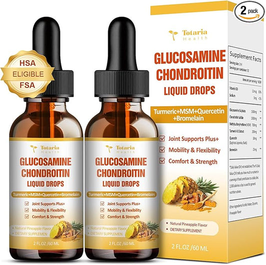 (2 Packs) Glucosamine Chondroitin MSM Support Joint Health - Chondroitin Sulfate Supplement Turmeric, Quercetin, Bromelain, MSM Oil