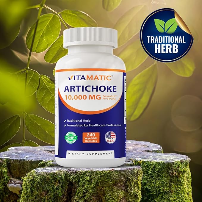 Vitamatic Artichoke Extract Vegetable Capsules 1000mg 240 Count - 10:1 Extract 1000 mg - Non-GMO, Gluten Free Supplement - Made in The USA
