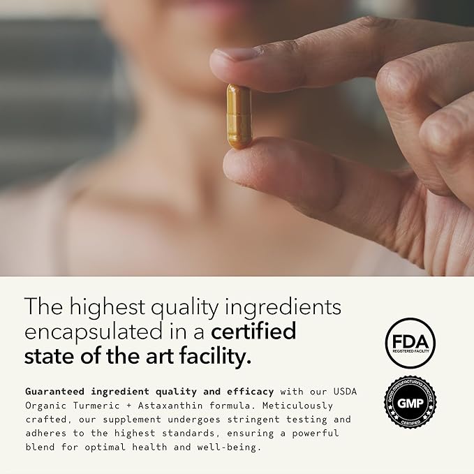 Organic Astaxanthin Plus Turmeric Supplement, Bioperine Black Pepper, Eye, Heart, Skin, Joint, Back & Knee, Vegan, Gluten-Free, Antioxidant Extreme Healthforce, Turmeric Curcumin Supplement, 30-Days