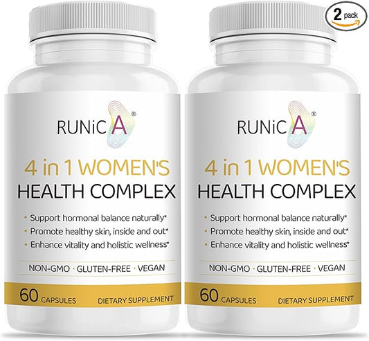 4-in-1 Women's Health Complex | Hormone Balance Vitamins for Women with Soy Isoflavones, Pueraria Mirifica, Evening Primrose, Rosehip | Perimenopause & Menopause Support, 120 Vegan Capsules