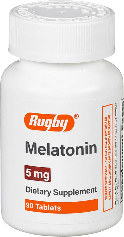 Rugby Melatonin 5mg Tablets - Dietary Supplement - 90 Count