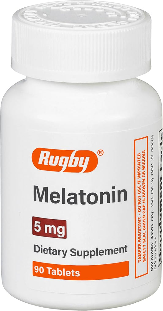 Rugby Melatonin 5mg Tablets - Dietary Supplement - 90 Count