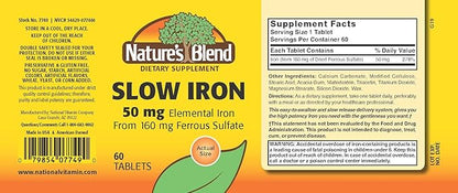 Nature's Blend Slow Iron 50 mg (160 mg) Compare to Slow Fe® 60 Tablets