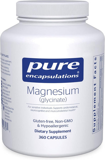 Pure Encapsulations Magnesium (Glycinate) - Supplement to Support Stress Relief, Sleep, Heart Health, Nerves, Muscles, and Metabolism* - with Magnesium Glycinate - 360 Capsules