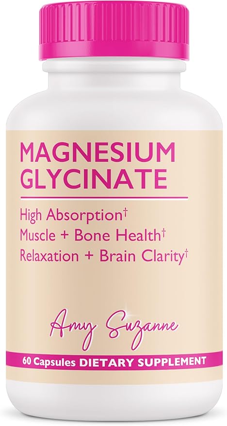 Magnesium Glycinate Supplement- High Absorption Magnesium Glycinate with Vitamin D - Mood, Natural Calm + Energy Levels - Bone + Muscle Health- 60 Capsules