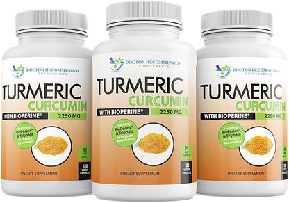Turmeric Curcumin with Bioperine and Triphala - 2250mg/d - 540 Veggie Capsules with Black Pepper Extract -Turmeric Supplement
