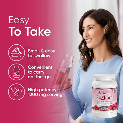 Razburn Weight Management Supplement, Green Tea Extract, Caffeine & Botanical Blend, Energy & Metabolism Support Pills for Men & Women, 60 Capsules