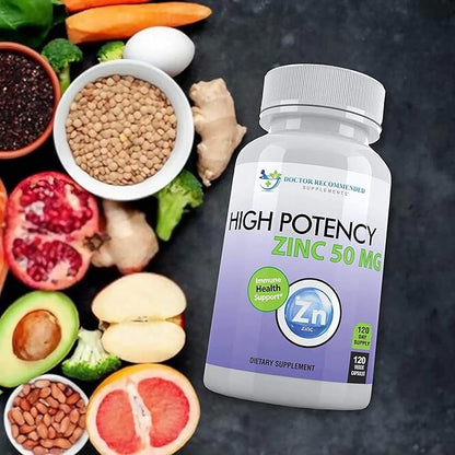 Zinc 50mg - Zinc Picolinate Immune Health Support Supplement 360 Veggie Capsules for Adults and Kids Vitamin, Well-Absorbed High Potency Pure Zinc Supplements - 50mg Per Serving