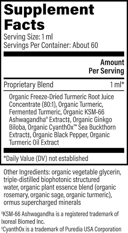 Global Healing Center Brain Health - USDA Organic Brain Supplements for Memory & Focus - Nootropics Supplement to Combat Mental Fog, Advanced Focus Factor for Adults Extra Strength - 2 Fl Oz