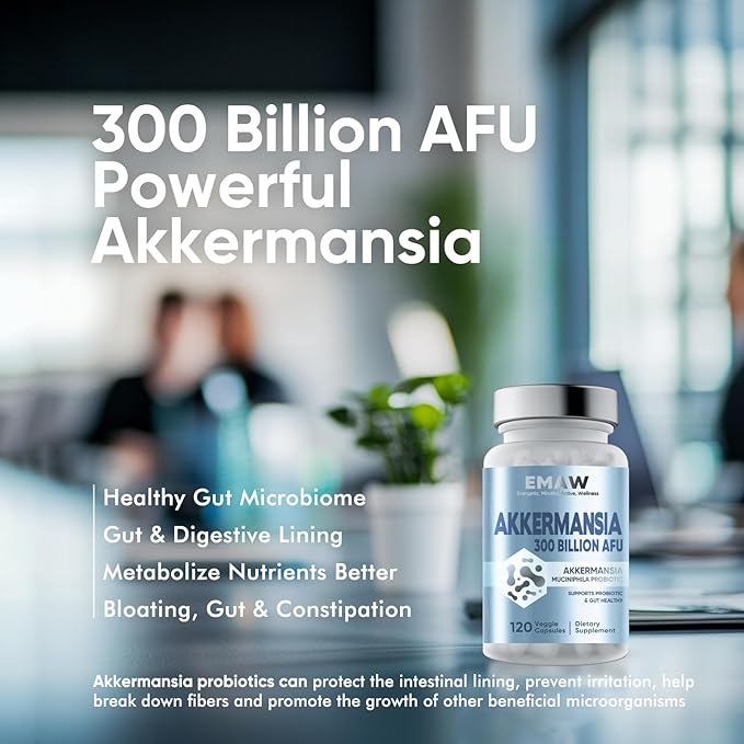 300 Billion AFU Akkermansia Probiotic 120 Capsules, GLP-1 Supplement for GLP-1 Increases, Digestive Enhances, Immune & Overall Health Supports, Daily Probiotic Supplies for Women & Men