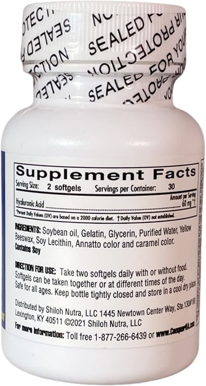 Original Form Hyaluronic Acid Pack of 4, Improve Mobility, Flexibility - 60 softgel Caps