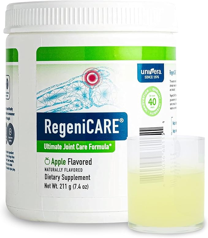 Univera RegeniCARE Green Apple, Glucosamine, Chondroitin, MSM, Univestin, Joint Health, Joint Support, Mobility + Flexibility, Green Apple Flavor, Powder, 30-Day Supply