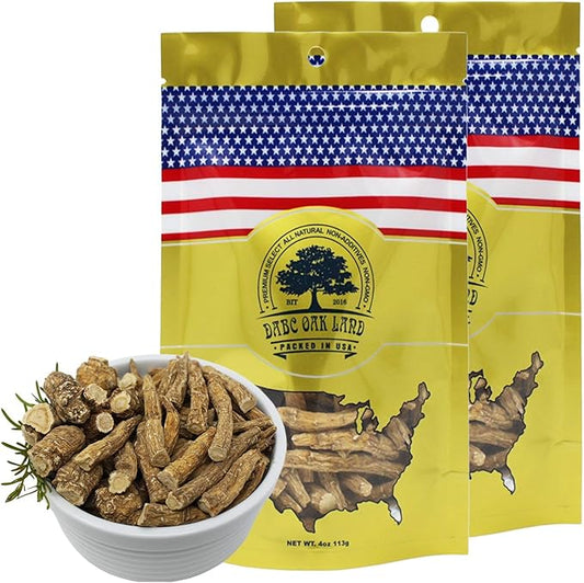 American Ginseng Slices from Wisconsin (Sliced Ginseng Root Wisconsin Grown!Most People Use It to Make Ginseng Tea! Good for Health! (American Ginseng Large Branch, 2 Packs of 8 Ounces)