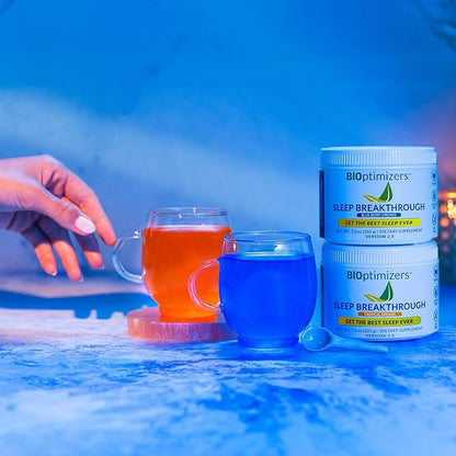 BIOptimizers Sleep Breakthrough 2.0 – Natural Support Supplement | Calming Relief Aid Adults | Non Habit Forming | 202.5 g Powder Blue Berry Dreams