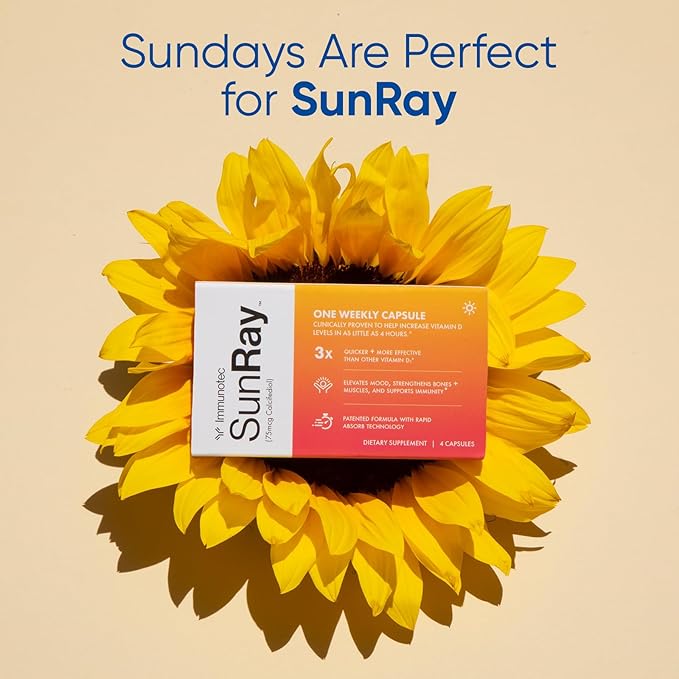 Immunotec Sunray – Calcifediol 75 mcg – Advanced Form of Vitamin D – Once a Week Dose – Superior Absorption - Fast Acting