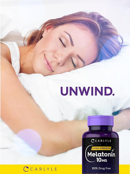 Carlyle Melatonin 10mg | 270 Tablets | with L-Theanine | Vegetarian, Non-GMO, Gluten Free Supplement
