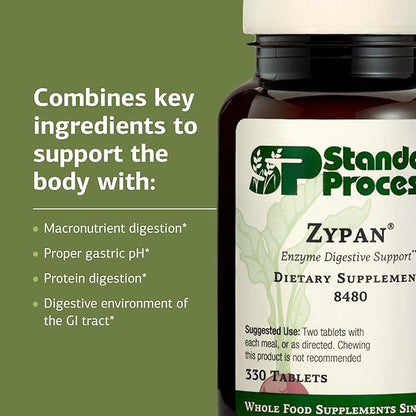 Standard Process Inc. Zypan - Digestive Health Support Supplement - HCI Supplement with Pancreatin, Betaine Hydrochloride & Pepsin - Support Macronutrient Digestion - 330 Tablets