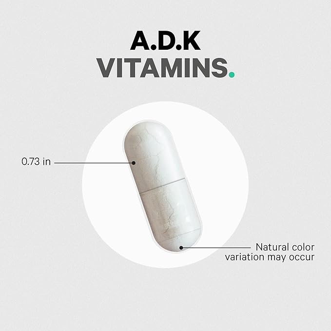 Codeage ADK Vitamins Supplement - Essential Vitamin A, D3 5000 IU, K1 & K2 (MK4 & MK7) - 6-Month Supply - 1 Capsule per Serving, Non-GMO, Gluten-Free - 180 Capsules